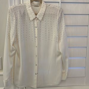 White Silk Blouse . Never worn like NEW